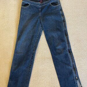 Low Rise Jeans With Side Leg Zippers Size 10
